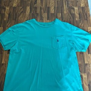 Polo Ralph Lauren Pocket Tee T-Shirt Single Stitch Aquan Purple Pony Large Vtg